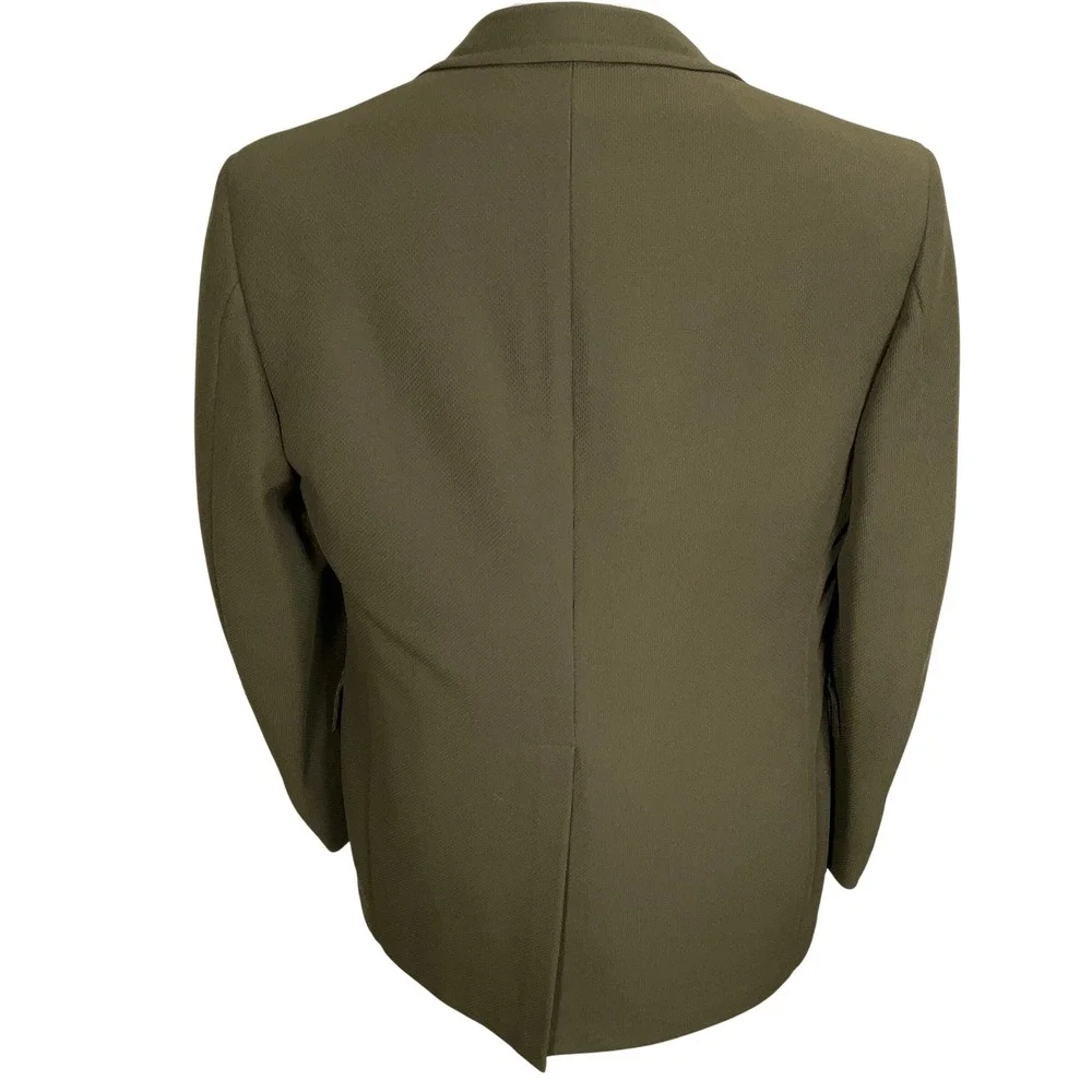 Palm Beach Suit Mens 42R Olive Green 2pc Gold Button 70s Leisure USA Officewear